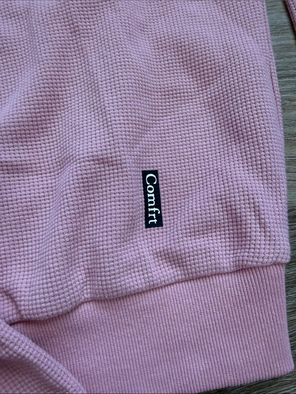 Classic Crewneck Waffle Sweatshirt in Soft Pink - Picture 5 of 5